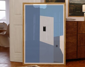 Aegean Mediterranean Homes Art Poster, Home Decor, minimalist, wall art, modern, trendy, gift