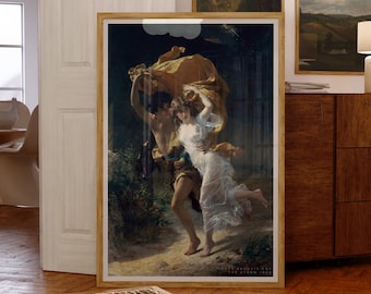 The Storm, Pierre Auguste Cot Poster, Art Print, painting poster, Art Poster, Vintage Print Bedroom Wall Decor Digital