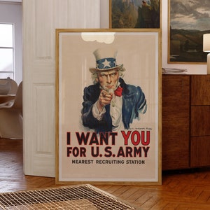 8x10 Army Recruiting Poster 1917 Uncle Sam I Want You! US 8x10 Army Recruiting Poster 1917 Uncle Sam I Want You! US