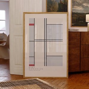 Piet Mondrian | Composition with Gray and Red, Artwork, Abstract Home Decor, Digital Print, minimalist, wall art, gift