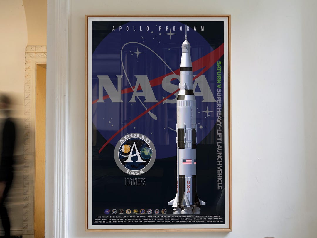 Apollo Program Posters Apollo Program Poster – NASA Saturn V Rocket – Vintage Space ...