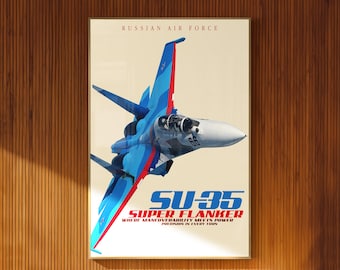 Su-35 Super Flanker Plakat Nowoczesny myśliwiec Lotnictwo Ścienne