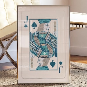 King Playing Card Print Trendy Wall Art Prints Retro Bar Cart Decor Preppy Poster Black White Digital Prints Printable Art Aesthetic gift