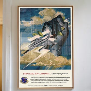 Vintage 1962 Strategic Air Command Poster – Cold War USAF B-58 Hustler Jet Art, Military Aviation Wall Decor, Retro Air Force Print