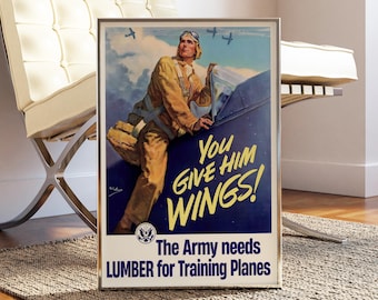 WWII Aviation Poster: Vintage Military Propaganda Art (Digital Download)