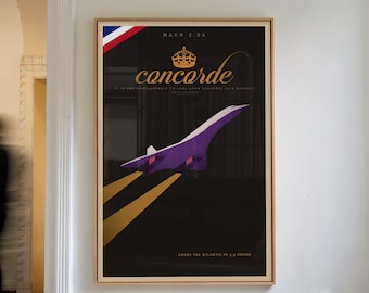 Concorde Poster, Aviation art Print, Concorde wall art,  Airliner jet, Concorde pilot, Jet, Supersonic, Gift