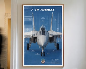 Plakat z planem F-14 Tomcat, lotnictwo myśliwskie, sztuka ścienna