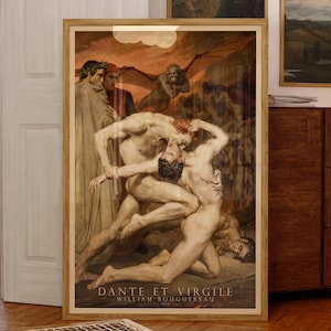 Dante and Virgil Paint - The Divine Comedy Wall Art, Inferno Scene Illustration, Italian Literature Decor, Classical Artwork, Literary Gift