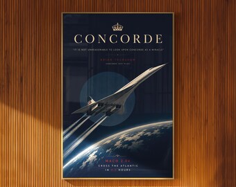 Plakat Concorde Vintage Supersonic Jet Aviation Wall Art Printable