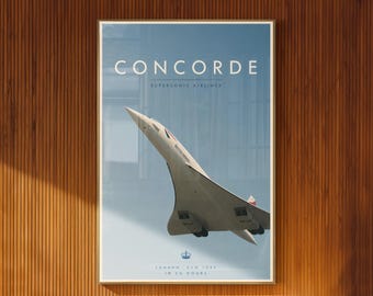 Plakat Concorde, samolot naddźwiękowy, sztuka ścienna w stylu vintage, do druku