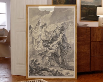 Jacob Wrestling With The Angel, 1760 - Gregorio Guglielmi, Art Print, Art Poster, wall art, modern, gift