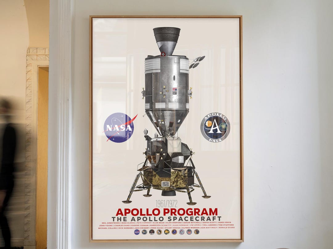 Apollo Program Posters Apollo Program Poster, Lunar Lander and Command Module Print, Vintage ...