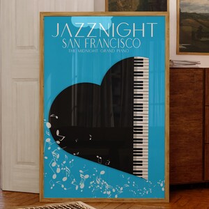 Jazz Music Festival San Francisco 1987 Print, Jazz Art Poster, jazz, piano, music, band, Decor, minimalist, wall art, modern, gift