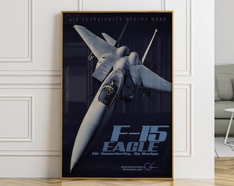F-15 Eagle Air Superiority Jet Poster | aviation art, fighter jet wall art