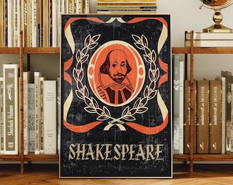 Vintage Shakespeare poster dark academia wall art literary decor gift