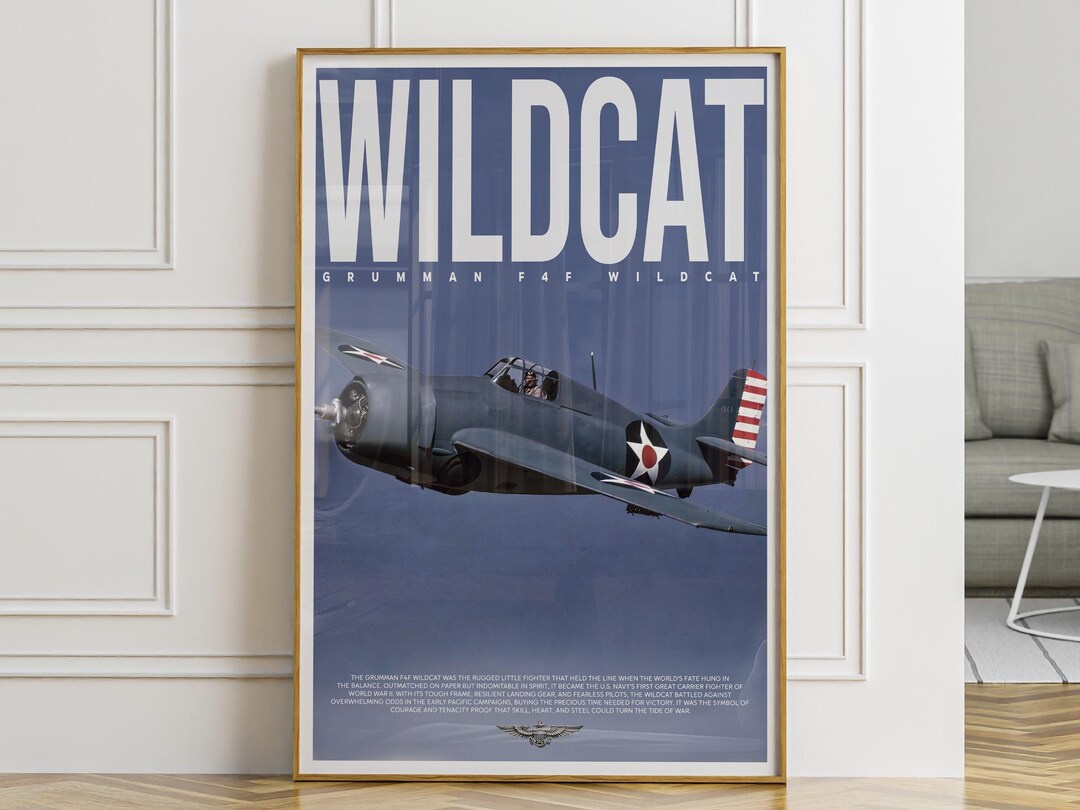 SF「ワイルド ガンズ」A2ポスター Grumman F4F Wildcat WWII Navy Fighter Plane Poster | Vintage