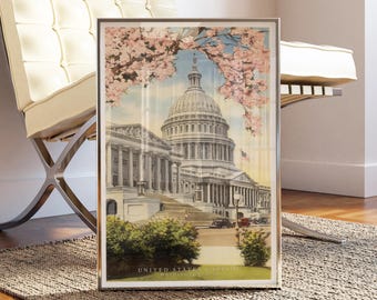 Vintage U.S. Capklemme Kunstwerk, Wall art, Washington DC, Vereinigte Staaten von Amerika