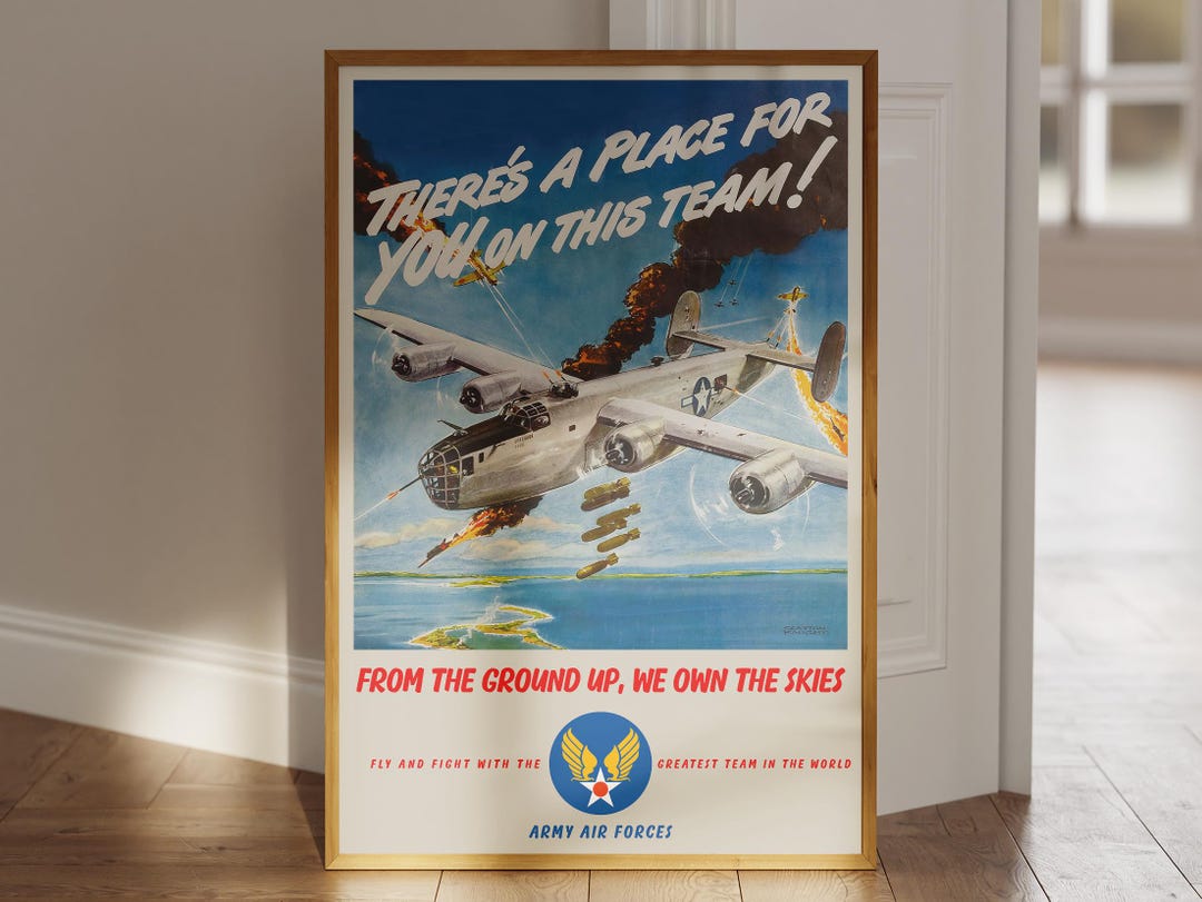 WWII Army Air Forces Poster – Vintage Military Aviation Art, Aircraft ...