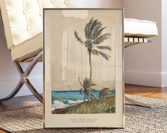 Palm Tree, Nassau – Winslow Homer Tropical Beach Print, Vintage Coastal Wall Art, 1898 Ocean Landscape