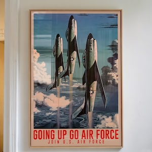 Vintage USAF F-86D Kampfjet Poster: Kalter Krieg Militärfliegerei (JPEG)