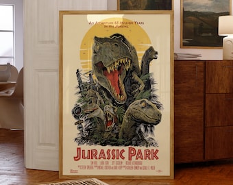 Poster di film vintage Jurassic Park 1993 di alta qualità, arte, film, arte da parete, regalo, trendy