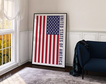 アメリカ国旗ポスター、ミニマリストなアメリカ国旗ウォールアート