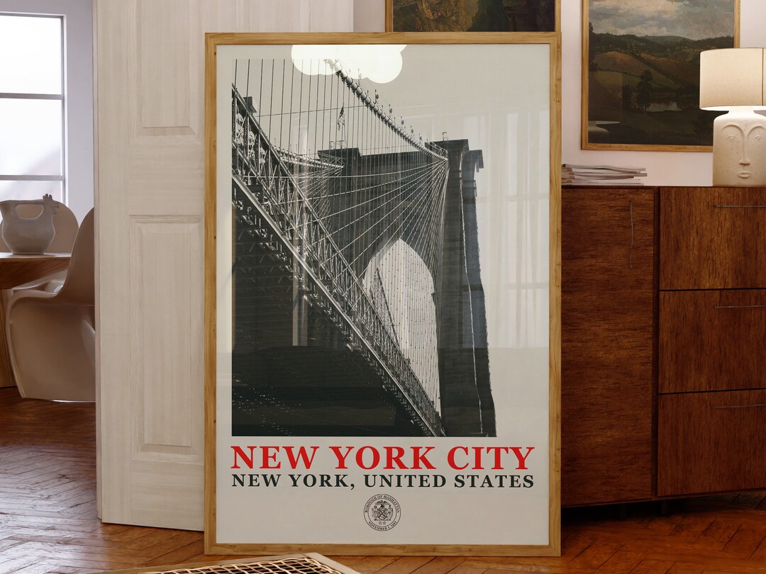 Brooklyn Bridge New York City Poster, Black and White Photo Print ...