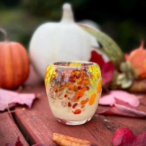 Vivid &quot;Fall Harvest&quot; Blown Glass Votive