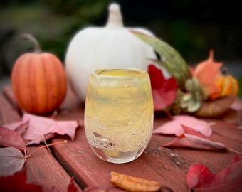 Hand Blown Gold Glass Votive, Bubbly Lighting Effect
