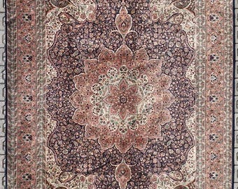 Vintage 372x263 cm Handgeknüpfter Hereke-Teppich - 100% Wolle, 60 Jahre Alt, Traditionelle Muster in Satten Blautönen