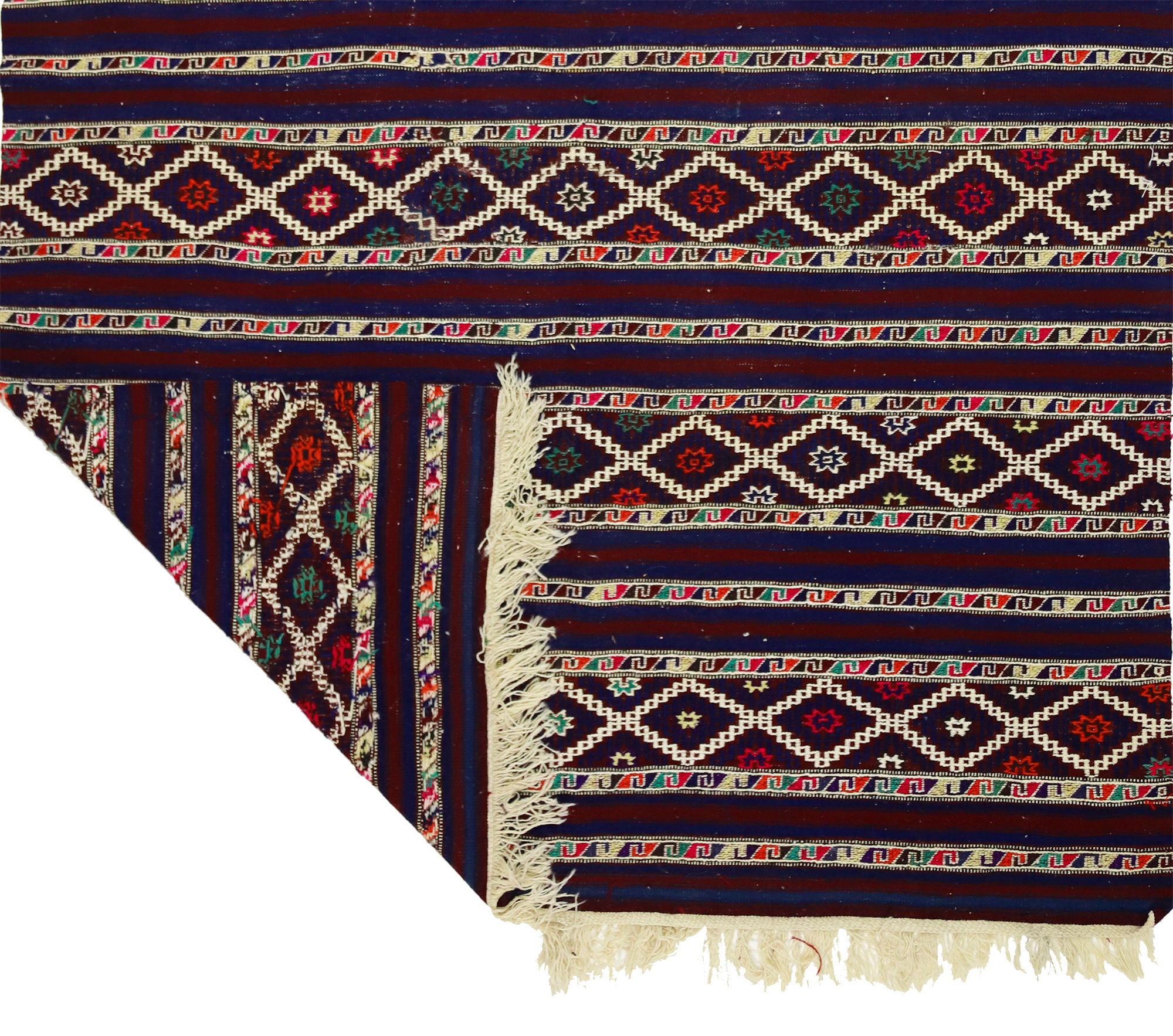 ボヘミアンな室内装飾に最適な、手作りのトルコ産ウシャックキリムラグ