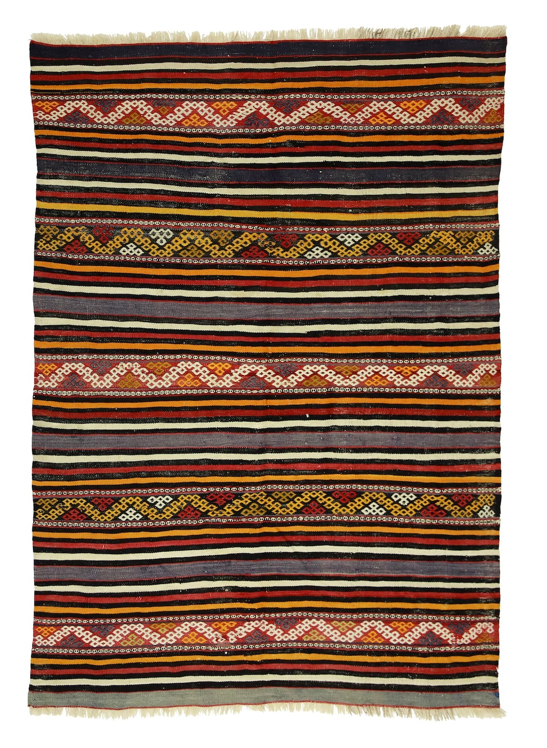 Luxury Bohemian Turkish Wool Rug 6x5 - Handmade Vintage Kilim for Home ...