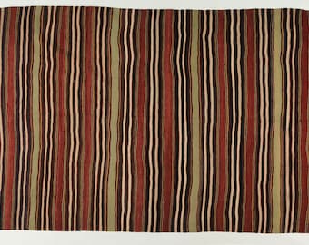 Red and Blue Turkish Kilim Rug: 6x4 ft Handwoven Wool Tribal Area Rug