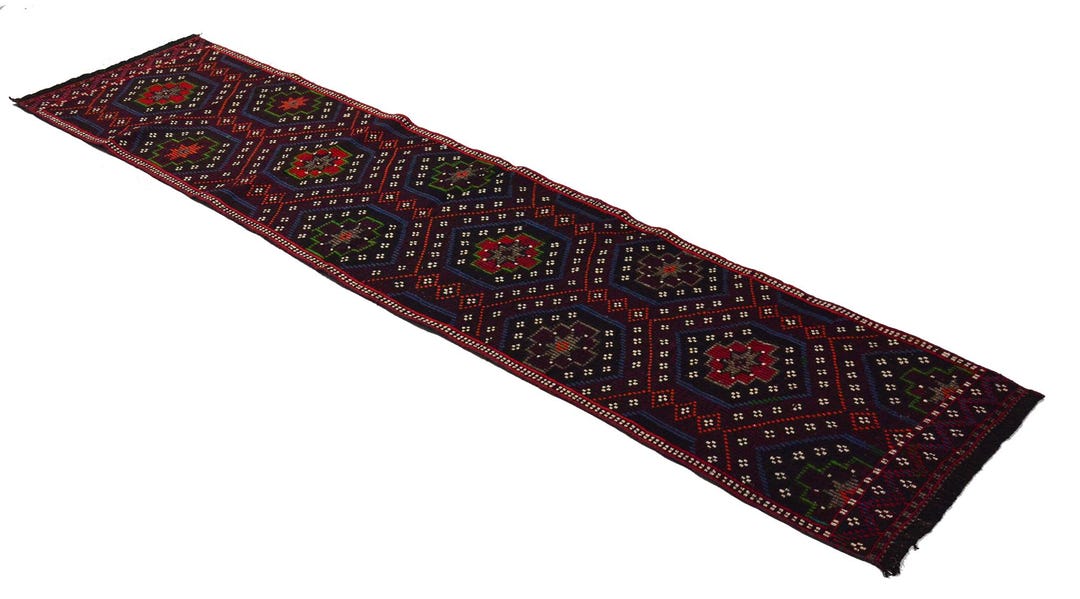 70-year-old Turkish Runner – Vintage Handmade Kilim, 2.4x10.7 Ft ...