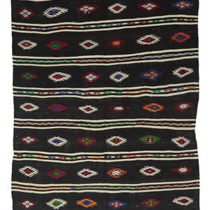 Vintage Turkish Oushak Rug: 5x12 Beige Wool Runner, Distressed Geometric Design