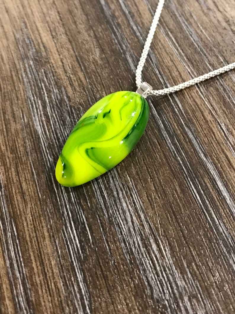 Dichroic Glass Art Jewelry Minimalist Pendant Glass Point Pendant Summer Jewelry Yellow /& Green Fused Glass Pendant Tribal Pendant