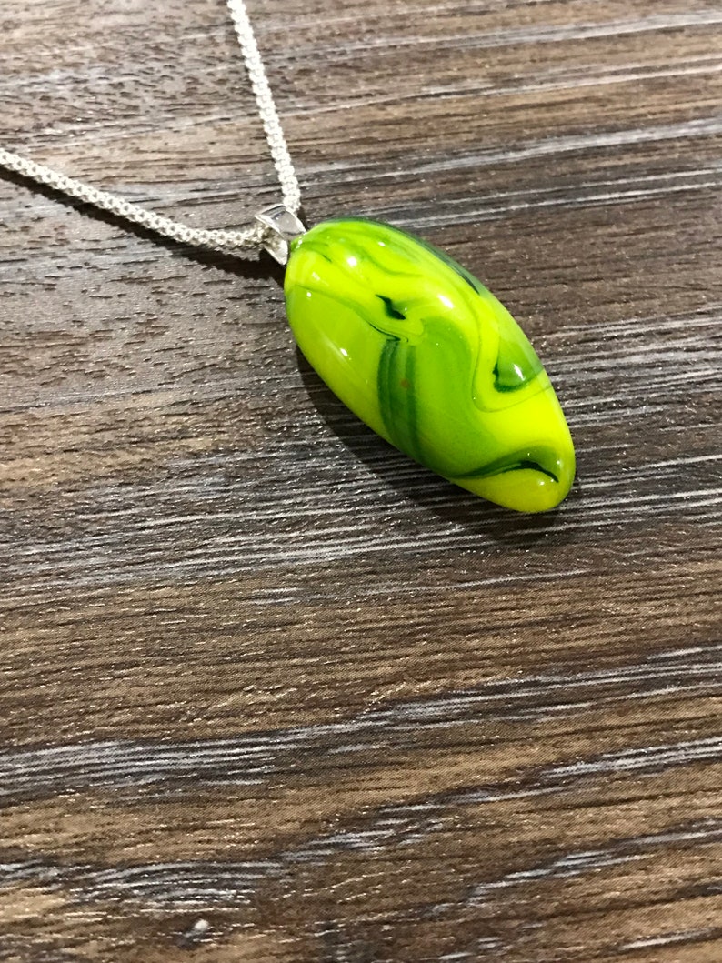 Dichroic Glass Art Jewelry Minimalist Pendant Glass Point Pendant Summer Jewelry Yellow /& Green Fused Glass Pendant Tribal Pendant