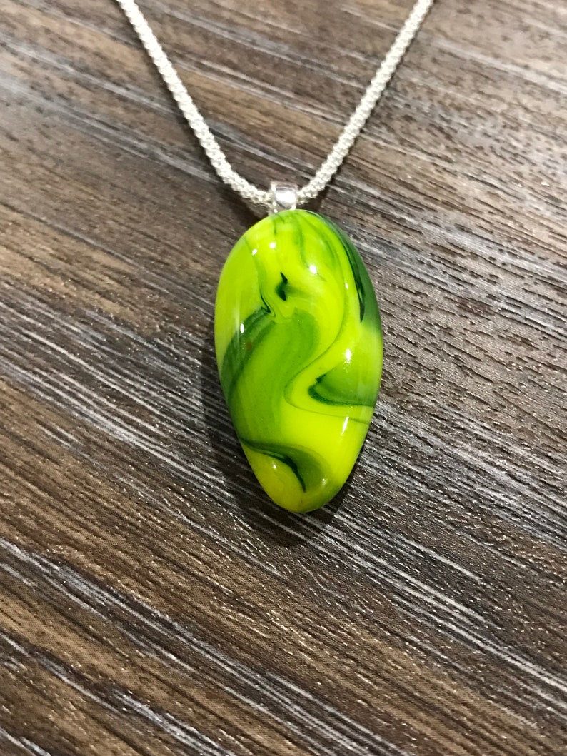 Dichroic Glass Art Jewelry Minimalist Pendant Glass Point Pendant Summer Jewelry Yellow /& Green Fused Glass Pendant Tribal Pendant