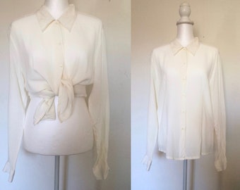 80s Classic White Blouse