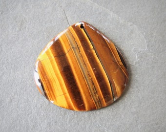 Tiger Eye, pear shaped pendant, 38 x 38 x 4 mm, natural healing gemstone, 1 piece