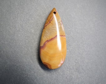 Banded Rhyolite, Wonderstone Jasper, yellow, red pendant, teardrop of 46 x 19 x 7 mm, natural protection gemstone - 1 piece