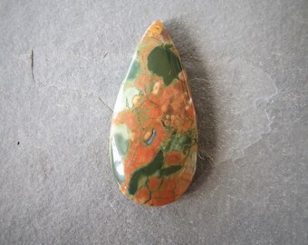 Rhyolite, Australian forest Jasper, multicolored pendant, teardrop of 40 x 19 x 6 mm, natural protection gemstone - 1 piece