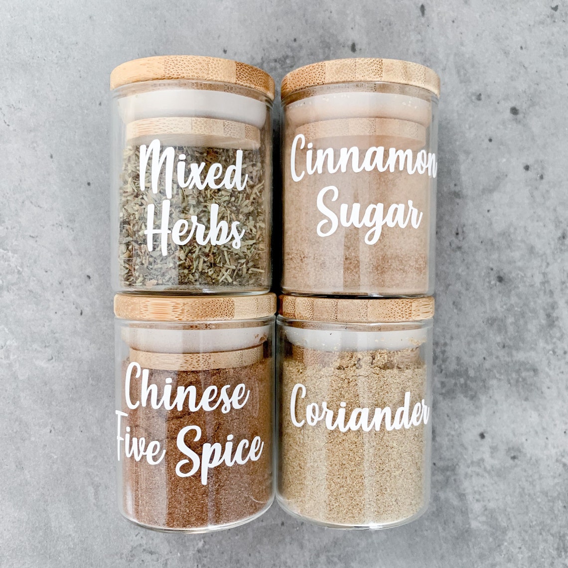 Spice Jars with labels//75ml Glass Jar With Bamboo Lid//Spice Etsy