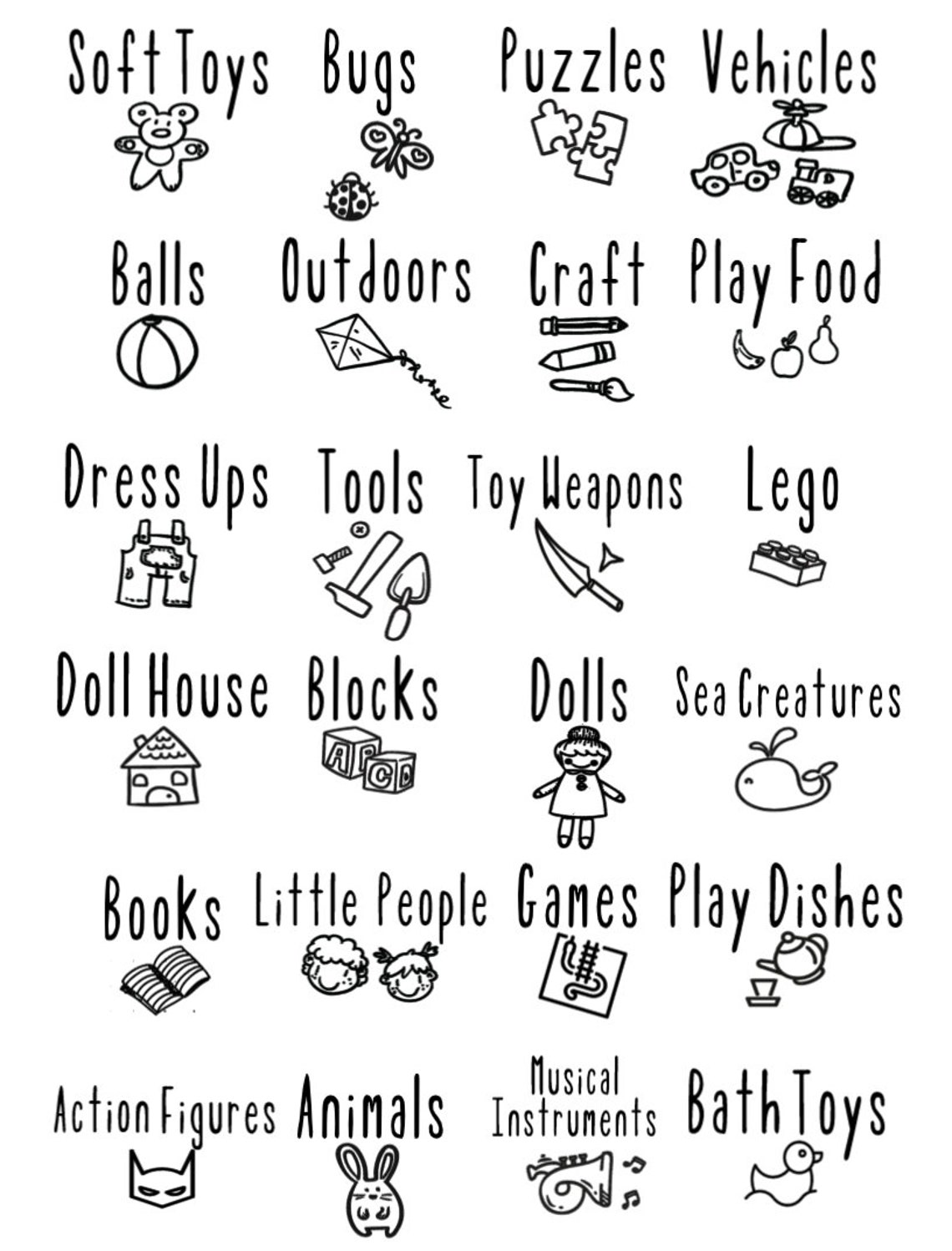 Toy Box Labels With Pictures/toy Box Labels/toy Etsy Australia