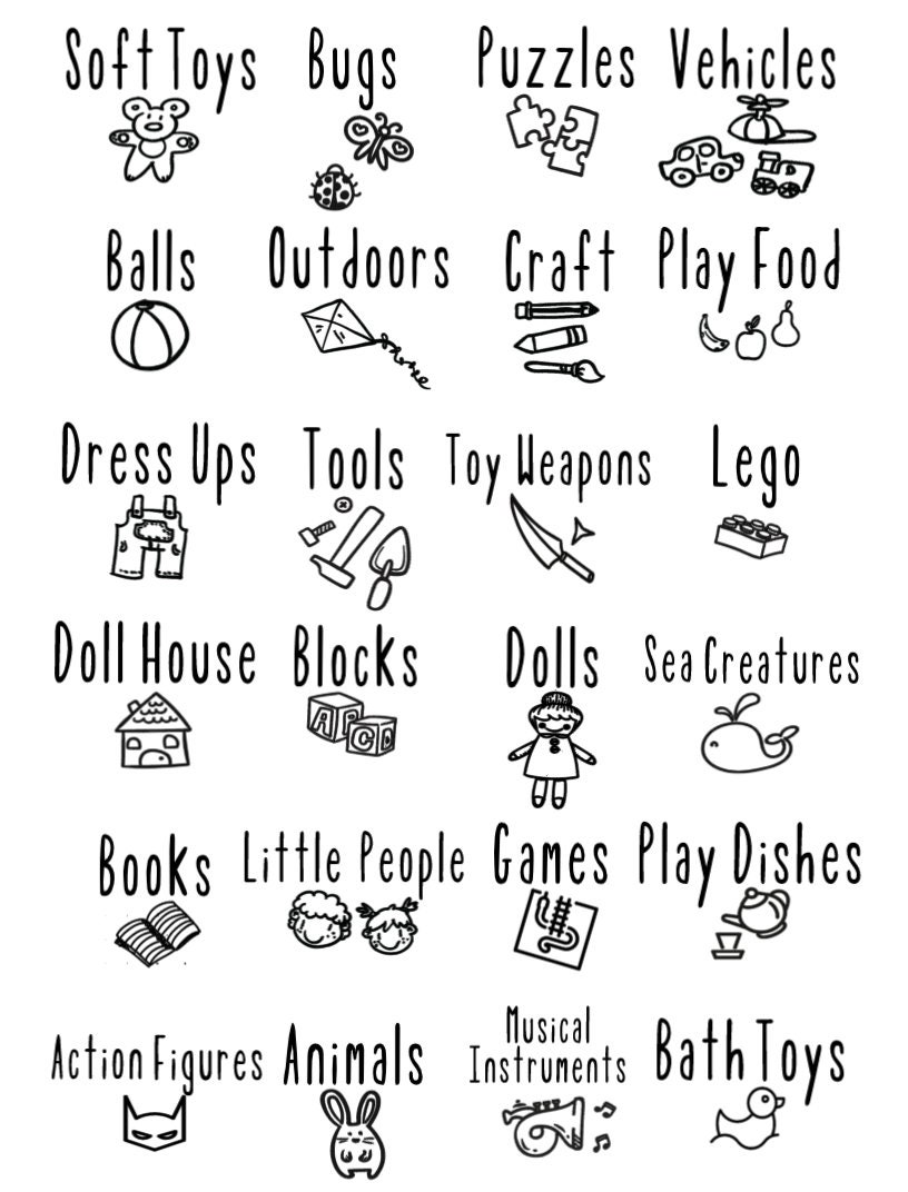 Toy Box Labels With Pictures/toy Box Labels/toy - Etsy