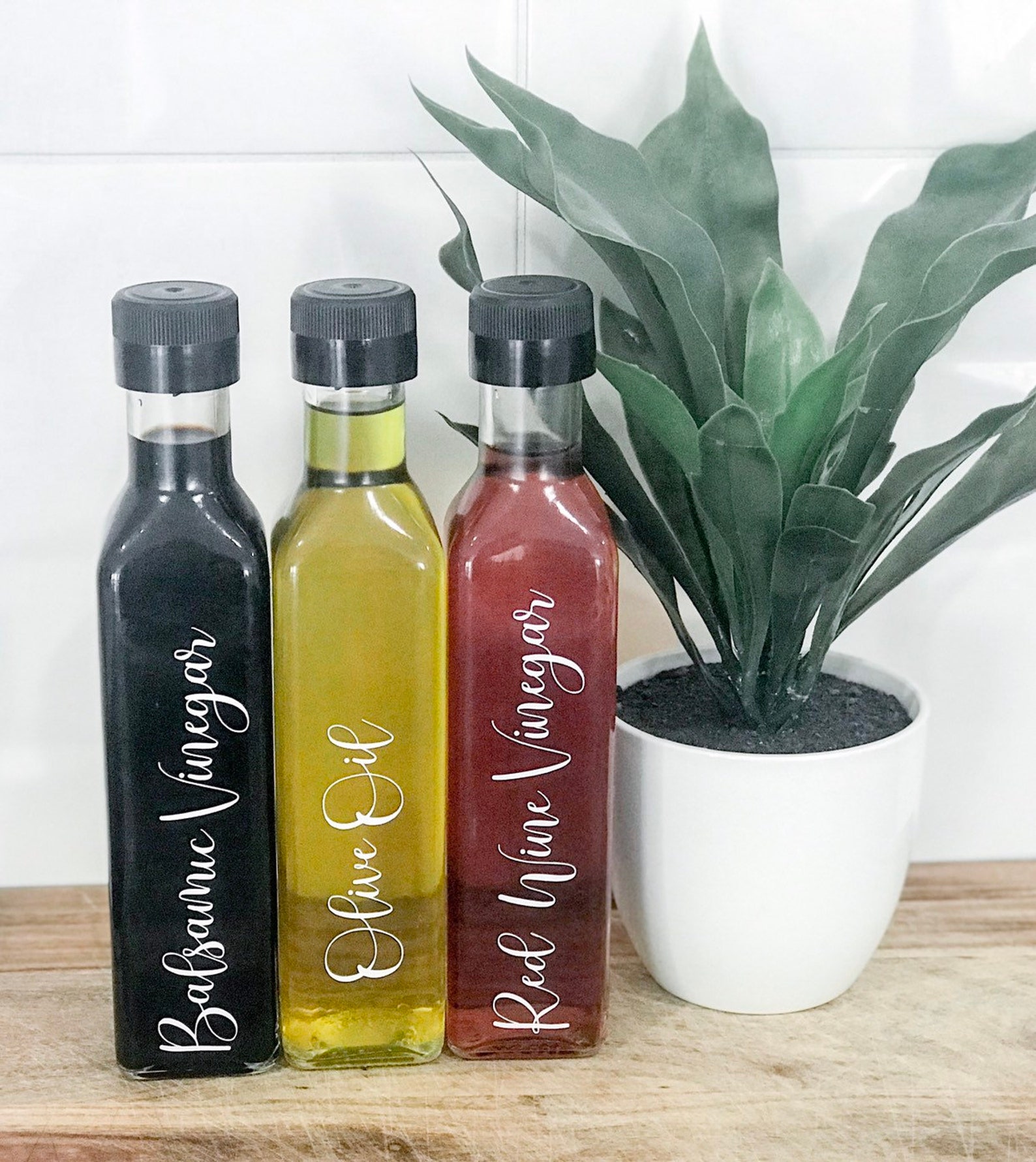 Oil & Vinegar Glass Bottles with Labels 250ml Personalised | Etsy