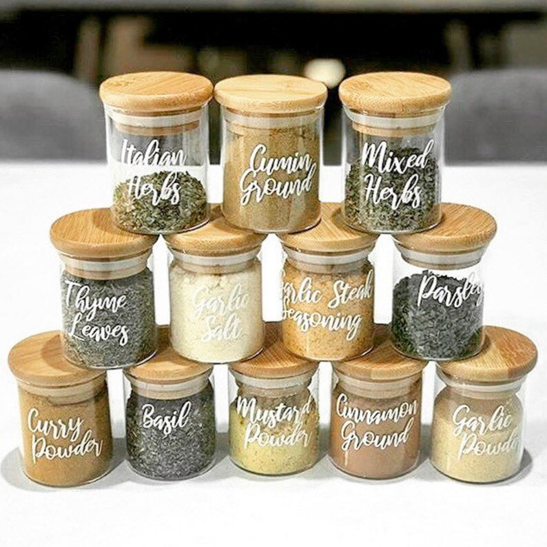 Spice Jar Labels Herb & Spice Vinyl Labels Labels for 75ml Etsy
