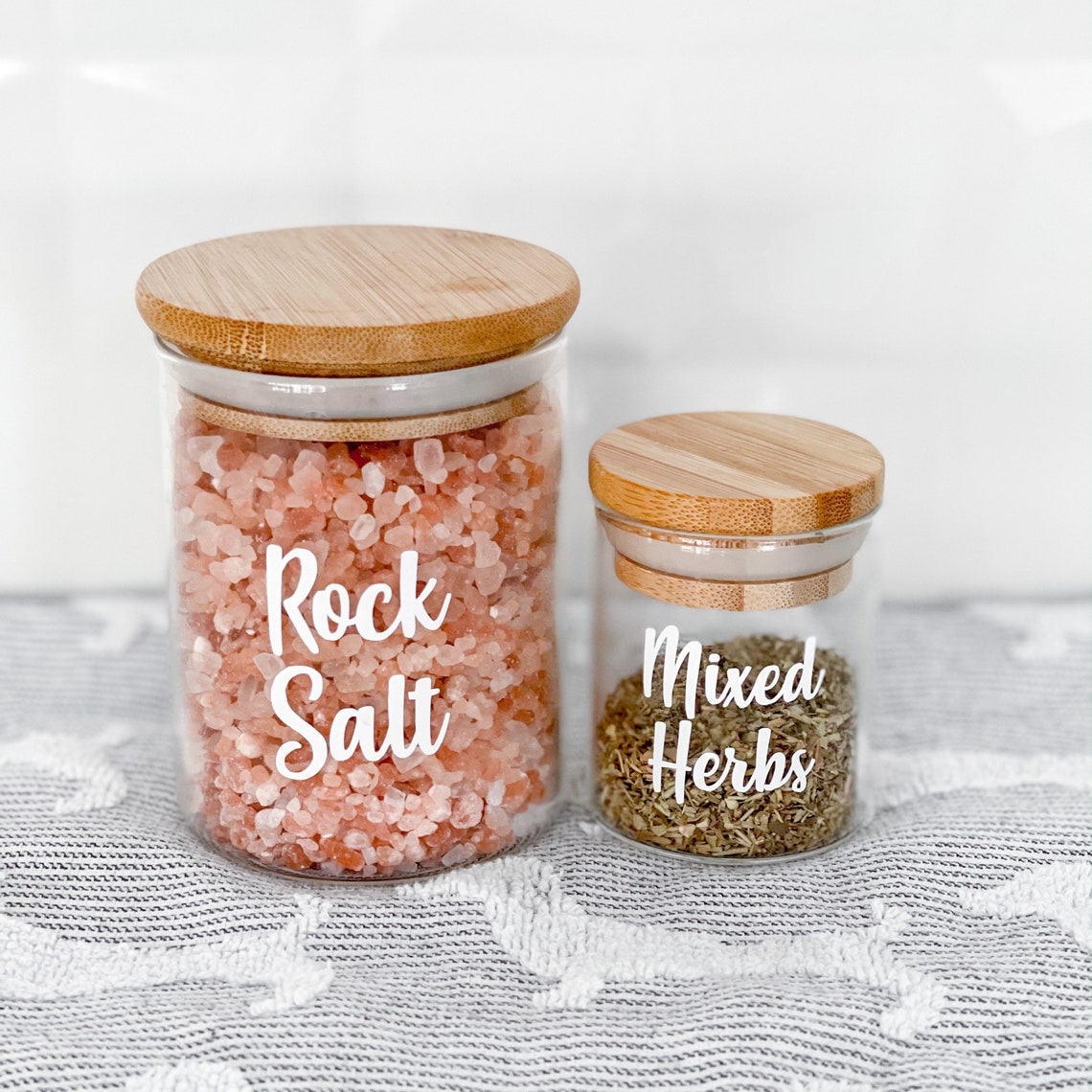 Spice Jars with labels//75ml Glass Jar With Bamboo Lid//Spice Etsy
