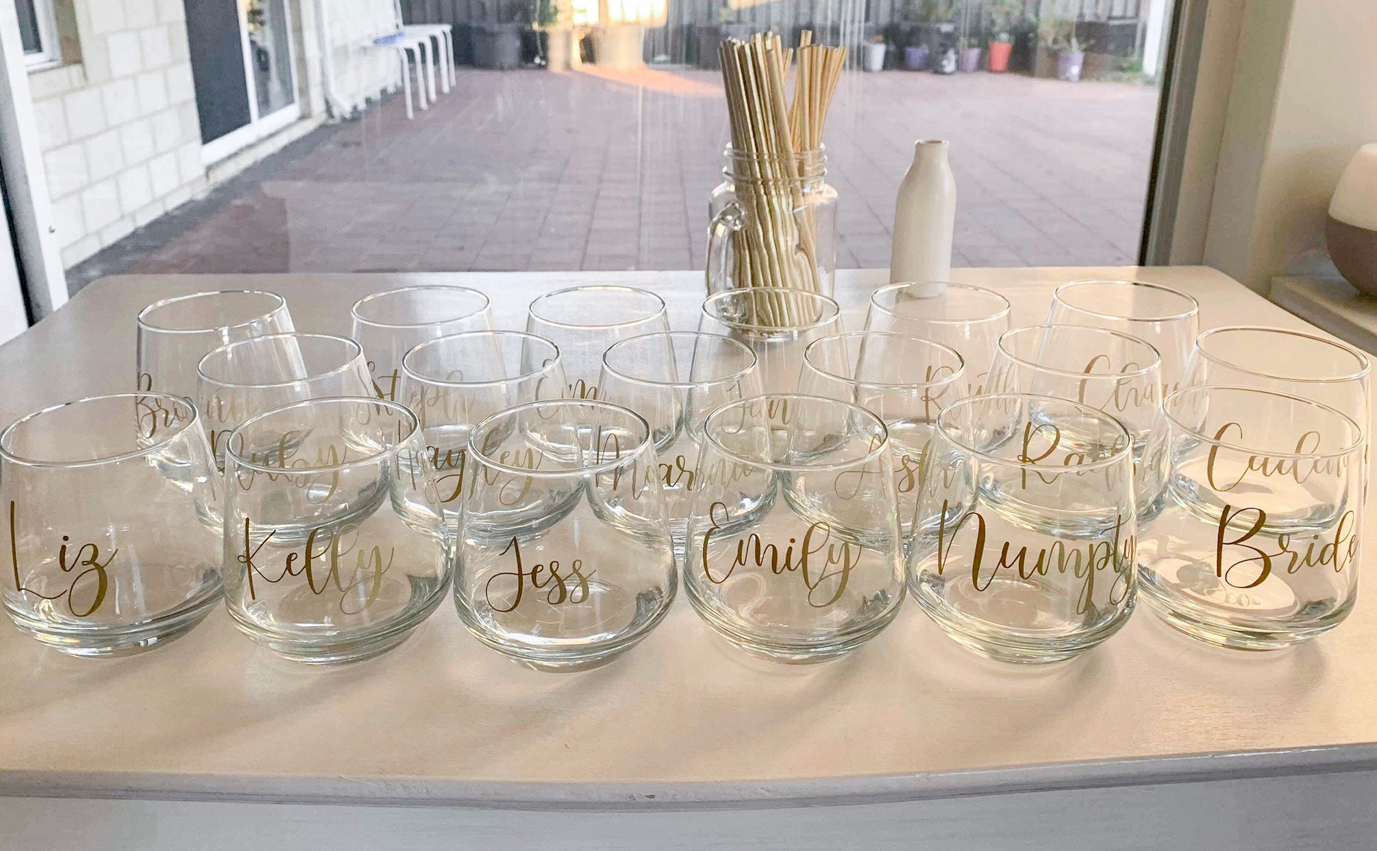 Glass Label Wine Glass Label Wedding Party Name Vinyl Etsy