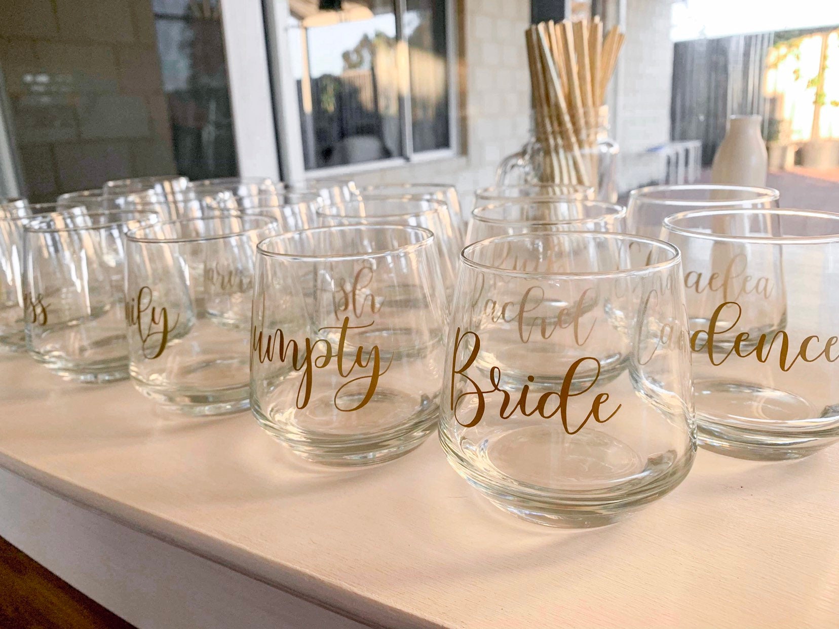 Glass Label Wine Glass Label Wedding Party Name Vinyl Etsy